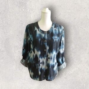 IActive Blue/Black 3/4 Sleeve Snap Jacket - Size Large